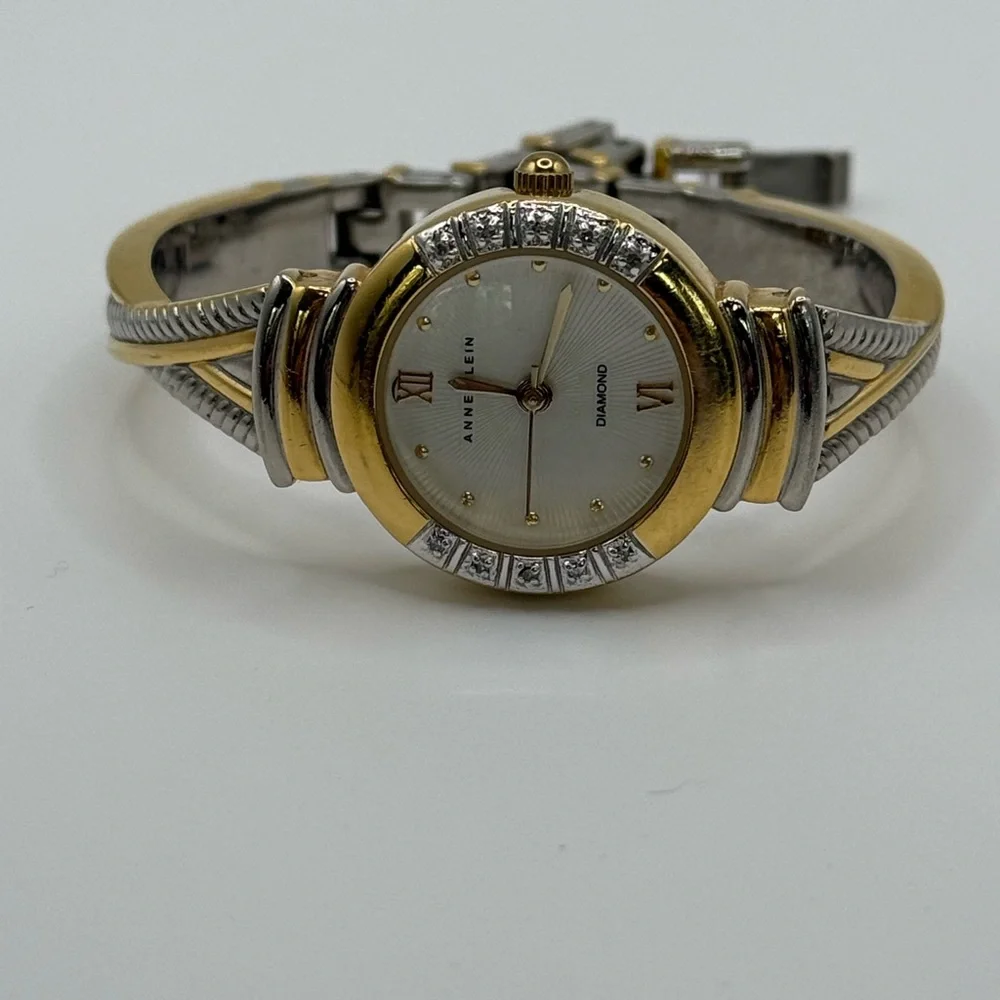 Anne Klein Gold and Silver tone Women's Bangle Watch with diamonds - Picture 12 of 14